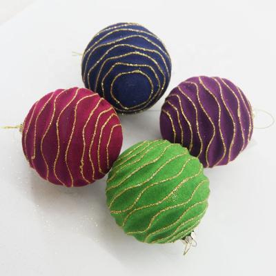 China Flocking Plastic 8cm Painted Christmas Decorative Plastic Ball for sale