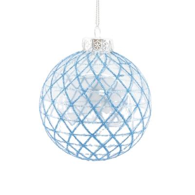 China Clear Glass Christmas Ball Tree Ornaments 100mm for sale