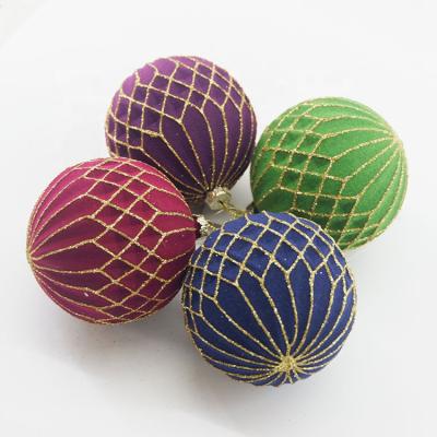 China Flocking Painted Plastic Ornament Christmas Balls 8cm for sale