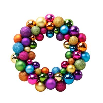 China Plastic Artificial Colorful Christmas Tree Ball Hanger Door Garland for sale