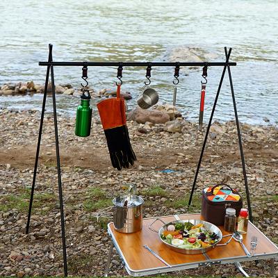 China Portable Detachable Outdoor Camping Rack Drying Travel Organizer Hook Self-Propelled Detachable Tripod for sale