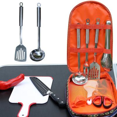 China Simple and Portable Outdoor Travel Kitchen Cookware Set BBQ Cookware 2022 New Portable Travel Cookware Set Storage Camping Bag for sale