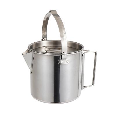 China Wholesale Portable Outdoor Camping Teapot Kettle 1.2L Mountaineering Kettle Stainless Steel Pot Cooker Coffee Pot Picnic Hanging for sale