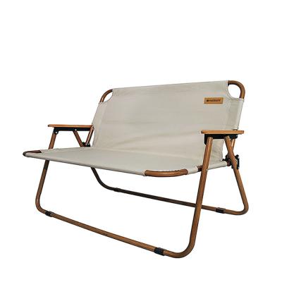 China Customized Outdoor High Grade High End Portable Platform Chair Ultralight Beige Wholesale Folding Double Ultralight Beach Camping Chair for sale