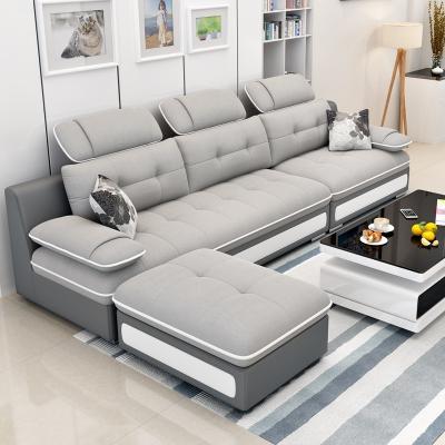 China Simple Convertible Sofa Large Family Combination Fabric Art Living Room Furniture U And L Shape Six Piece Sofa for sale