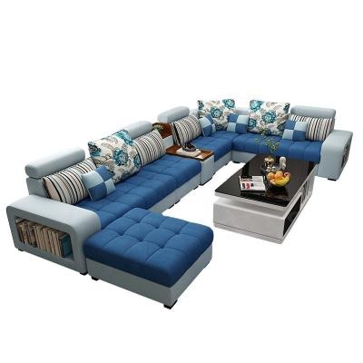 China Simple Convertible Sofa Large Family Combination Fabric Art Living Room Furniture U And L Shape Six Piece Sofa for sale