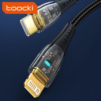 China Good quality 1m 2m high speed cable Toocki cable 20W Para transparent fast charging transparent usb c to light up PD 20w type c cable for iphone for sale