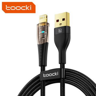 China Toocki High Speed ​​Cable 2.4A Palladium 12w Fiber Optic Cable 2.4A Fiber Optic Cable Fast Charging Transparent Indoor Usb C To Lightning for sale