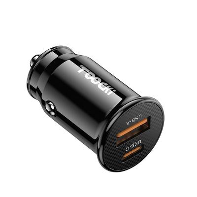 China 45W Mini Car Charger Toocki Size Black USB 45W QC 3.0 PD Max Fast Charging Car Charger for sale