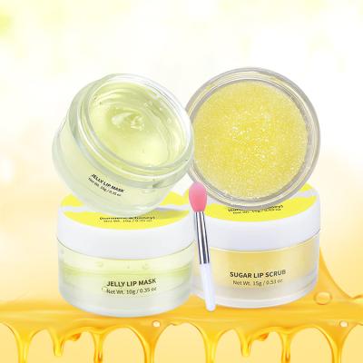 China Moisturizing OEM ODM Turmeric Honey Sugar Lip Scrub Exfoliating Cream Sleep Jelly Lip Mask Moisturizer Treatment Repairing Lip Balm Set for sale