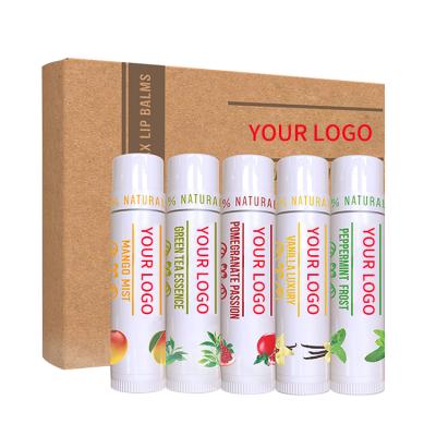 China Moisturize Moisturizing Lip Balm Packaging 5PCS Moisturizer Lip Balms Private Label Vegan Repairing Organic Natural Lip Balm for sale