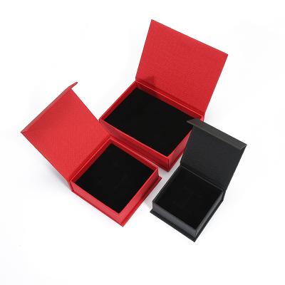 China Jewelry Packaging Customized Logo Flip Kraft Paper Red Black Jewelry Box Jewelry Box Packaging Boxes For Jewelry for sale