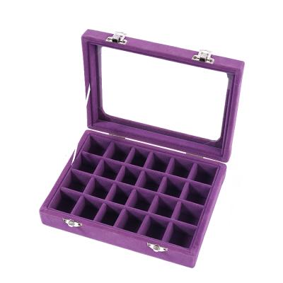 China Fashion Elegance Luxury Simplicity Purple Velvet Jewelry Storage Display Box Earrings Display Box Small Jewelry Storage Box With Lid for sale