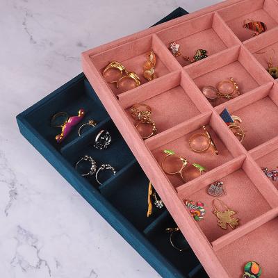 China Fashion Elegance Simplicity Luxury 18 Compartment Large Capacity Jewelry Storage Box Without Lid Jewelry Display Stand Jewelry Tray for sale