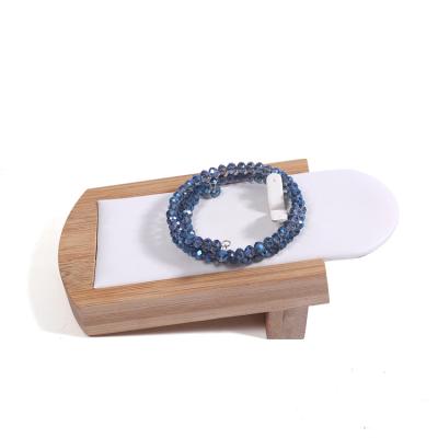 China Fashion bracelet and earring storage show natural wood wooden earrings display jewelry display set for sale