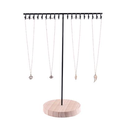 China Jewelry Display Metal With Wooden Base 19 Hooks Jewelry Display Props Jewelry Display Stands Jewelry Display Stands for sale