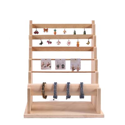 China Fashion Elegance Luxury Simplicity Multifunctional Jewelry Display Stand Solid Wood Earring Stud Slot Rack Stand Show Chinese Wooden Display Stands for sale