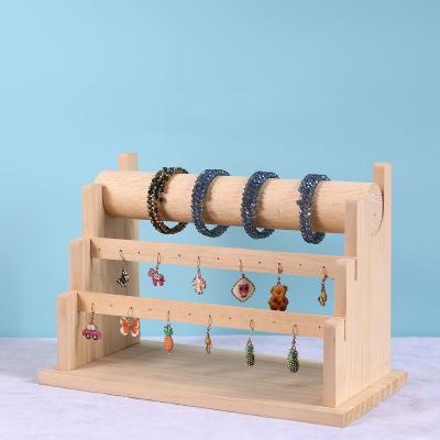 China Fashion Elegance Luxury Simplicity Vertical Pierced Jewelry Earring Display Stand Wooden Earring and Pendant Display for sale