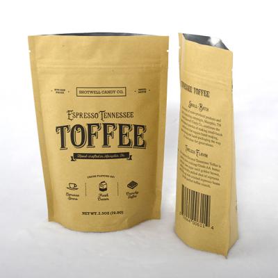 China Moisture Proof 100% Biodegradable Zipper Bag Stand Up Kraft Paper Bag Compostable Paper PLA Zipper Bag for sale