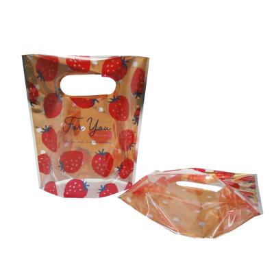 China Custom Printed Die Cut Moistureproof c Handle Plastic Bag Logo Design LDPE/HDPE Bag For Gift/Shoe Packing for sale