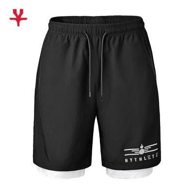 China Anti-Wrinkle Summer Polyester Double Layer Jogger Mens Tight Lining Running Shorts for sale