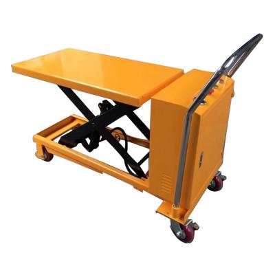 China Hotels 800kg 1M Lift Height Portable Electric Automatic Lift Table Battery Power Scissor Platform Lift for sale