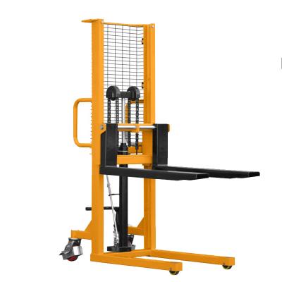 China Economical Hotels Low Power Manual 500kg Mini Pallet Lifter Hand Forklift Stacker for Store Warehouse for sale