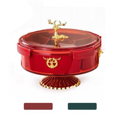 China Nordic Plastic Viable Dish Household Acrylic Deer Head Metal Style Snack Storage Box Small Snack Fruit Dish for sale