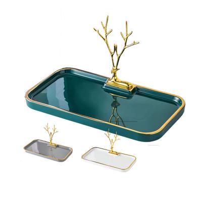 China Viable Nordic Ceramic Shine Perfume Saliva Jewelry Storage Tray Household Tray Jewelry Main Tray for sale