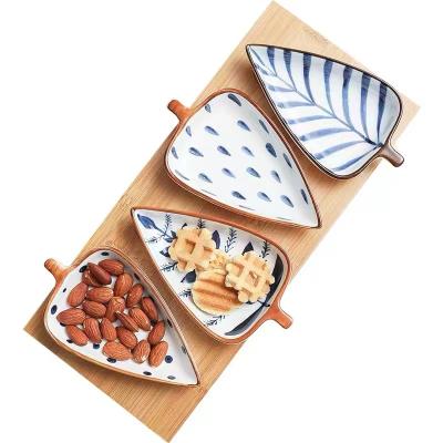 China Restaurant viable creative hand-painted Japanese household sauce sheet combination dish snack color ceramic dish for sale