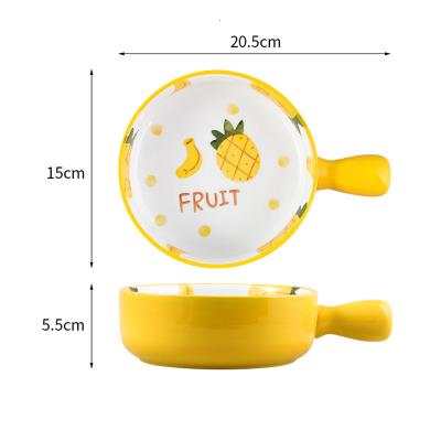 China Disposable Ceramic Baking Pan Plate For Oven Dish Cute Dish With Single Handle Cheap Casserole Pan for sale