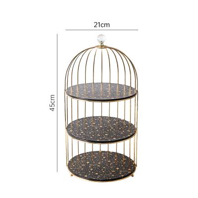 China Light Luxury Double Layer Cake Tray Afternoon Tea Tableware Tray Snack Tray Dessert Table Display Stand INS Style Bird Cage Model star and moon for sale