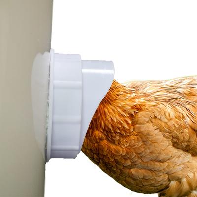 China Poultry Farm Chicken Feeder Rain Proof Left Ports Gravity Fed Diy Chicken Feeder Bowls Kit For Poultry Barrels Buckets Drums for sale