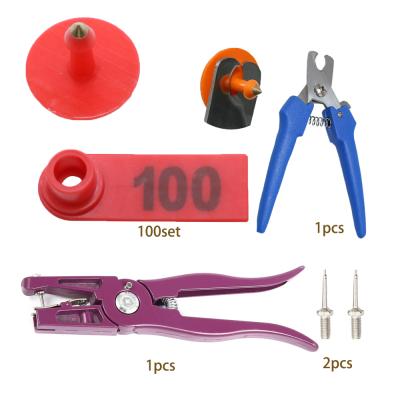 China Cultivate Pliers Plastic Sheep Tag Pliers Plastic Pig Sheep Tag Pig Cattle Applicator Ear Pliers Red Set for sale