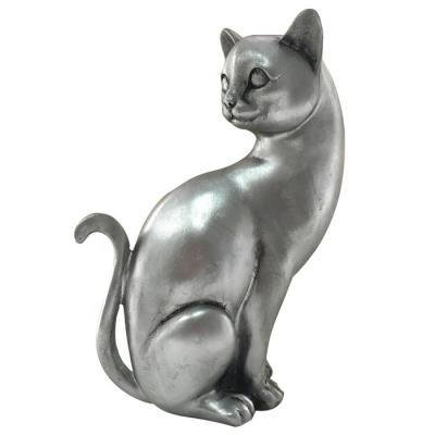 China Interior Home Decor Resin Silver Cat Figurine Resin Crafts From Viet Nam Custom for sale