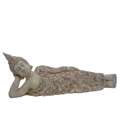 China Global Garden Buda Fiberglass Beige Buddha Statue Decorated Sleeping Buddha Life Size Statue for sale