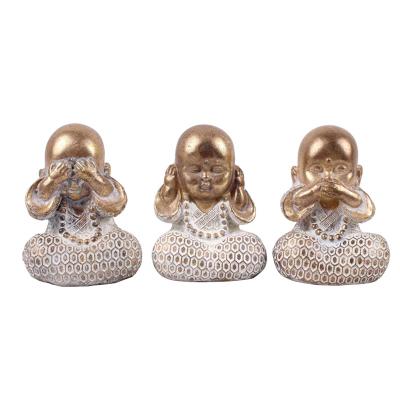 China India custom handmade no see no hear no speak kawaii resin baby buddha statue crafts for sale