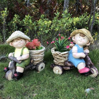 China Europe USA Garden Decoration Resin Crafts Ornament Kids Climb Pot Succulent Planters for sale