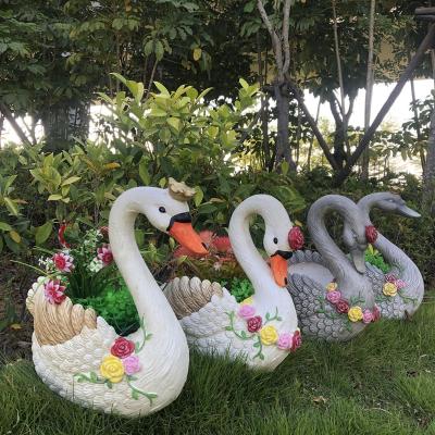 China Europe USA Garden Decoration Resin Swan Statue Plant Plant Pots Resin Succulent Craft for sale