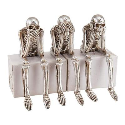 China Europe and the United States Halloween Home Decorations Hear No Evil See No Evil Speak No Evil Horror Resin Skull for sale