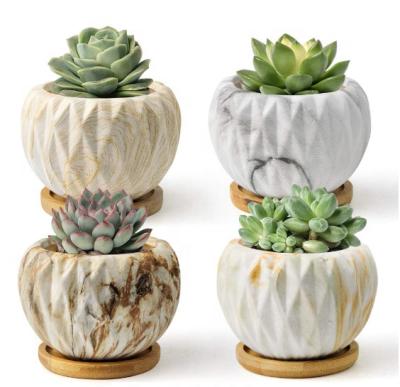 China Satisfy The Eye Plant Flower Pot Custom Modern Style Marbled Ceramic Succulent Planter for sale