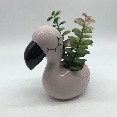 China Minimalist Home Office Decoration Small Plant Pot Flamingos Ceramic Succulents Pots For Plants for sale