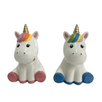 China Handmade unicorn children's home decoration ceramic painted piggy bank for sale