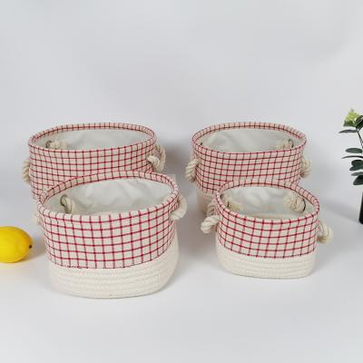 China Folding Hand & Woven Kids Toy Large Cotton Rope And Canvas Storage Basket Washable Cheap Reusable Storage Basket for sale