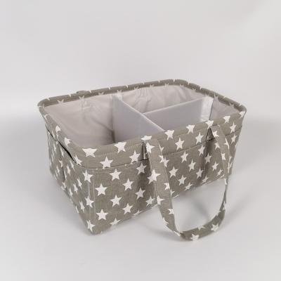 China Wholesale Extra Large Clothing Toy Gift Baby Foldable Fabric Cotton Cloth Storage Basket With Handle for sale