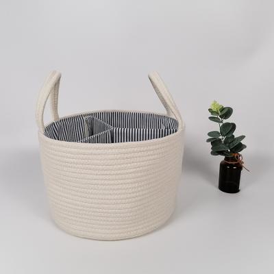 China Bathroom Cotton Rope Laundry Hamper Handmade Premium Cotton Woven Rope Basket For Toys for sale