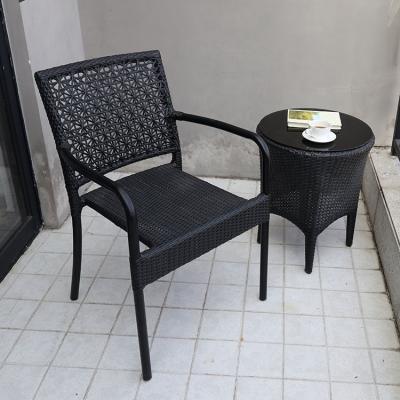 China Contemporary Customized Flower Pattern Outdoor Garden Rattan Weaving Wicker Chair Set On Sale for sale