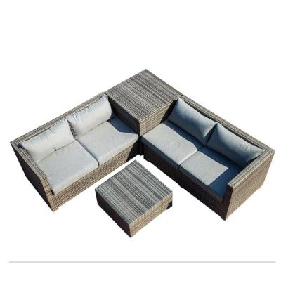 China Contemporary Modern Waterproof Rattan Woven Fabric Garden Furniture Outdoor Set Rattan Sofa Set Hotel Lounge Area for sale