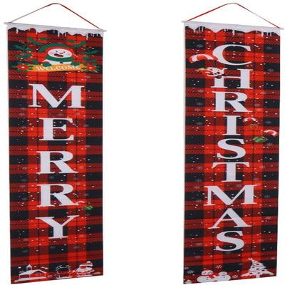 China Indoor Outdoor Hanging Christmas Couplet Merry Christmas Banner Oxford Fiber Red Decoration Logo Custom Christmas Porch Sign For Party for sale