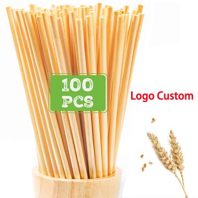 China Eco-friendly Wheat Straw For Party Restaurant Accessory Disposable Drinking Straw Country By Country Logo Custom Natural Degradable Plant for sale